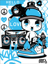 Charger l&#39;image dans la galerie, DIGIGRAPHIE - HIP HOP SPRAYITO (BLUE VERSION) - 30 x 40 cm
