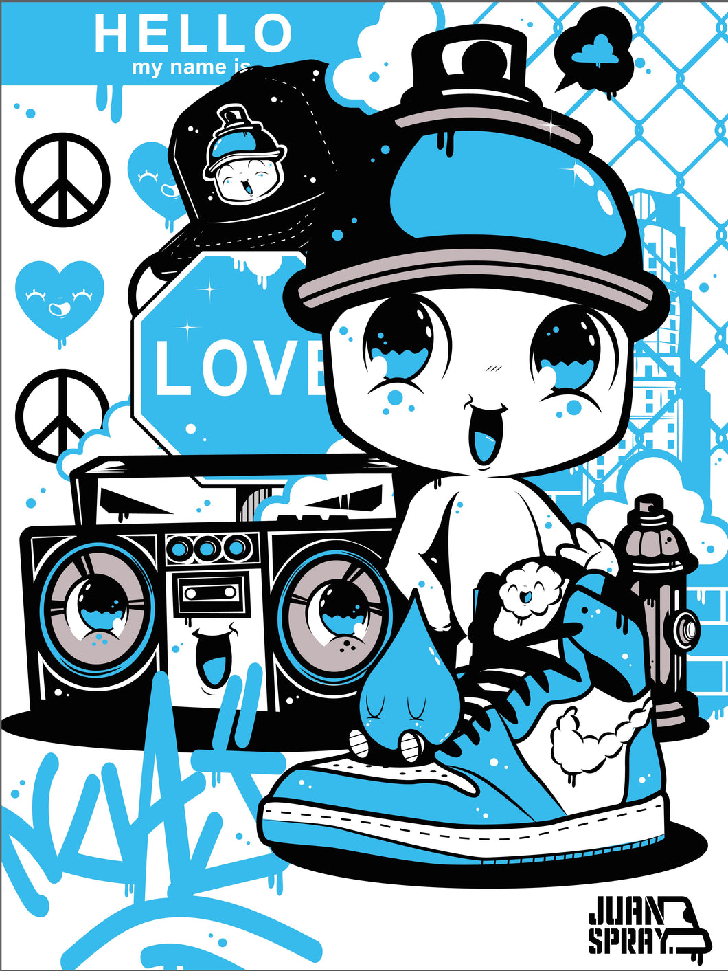 DIGIGRAPHIE - HIP HOP SPRAYITO (BLUE VERSION) - 30 x 40 cm