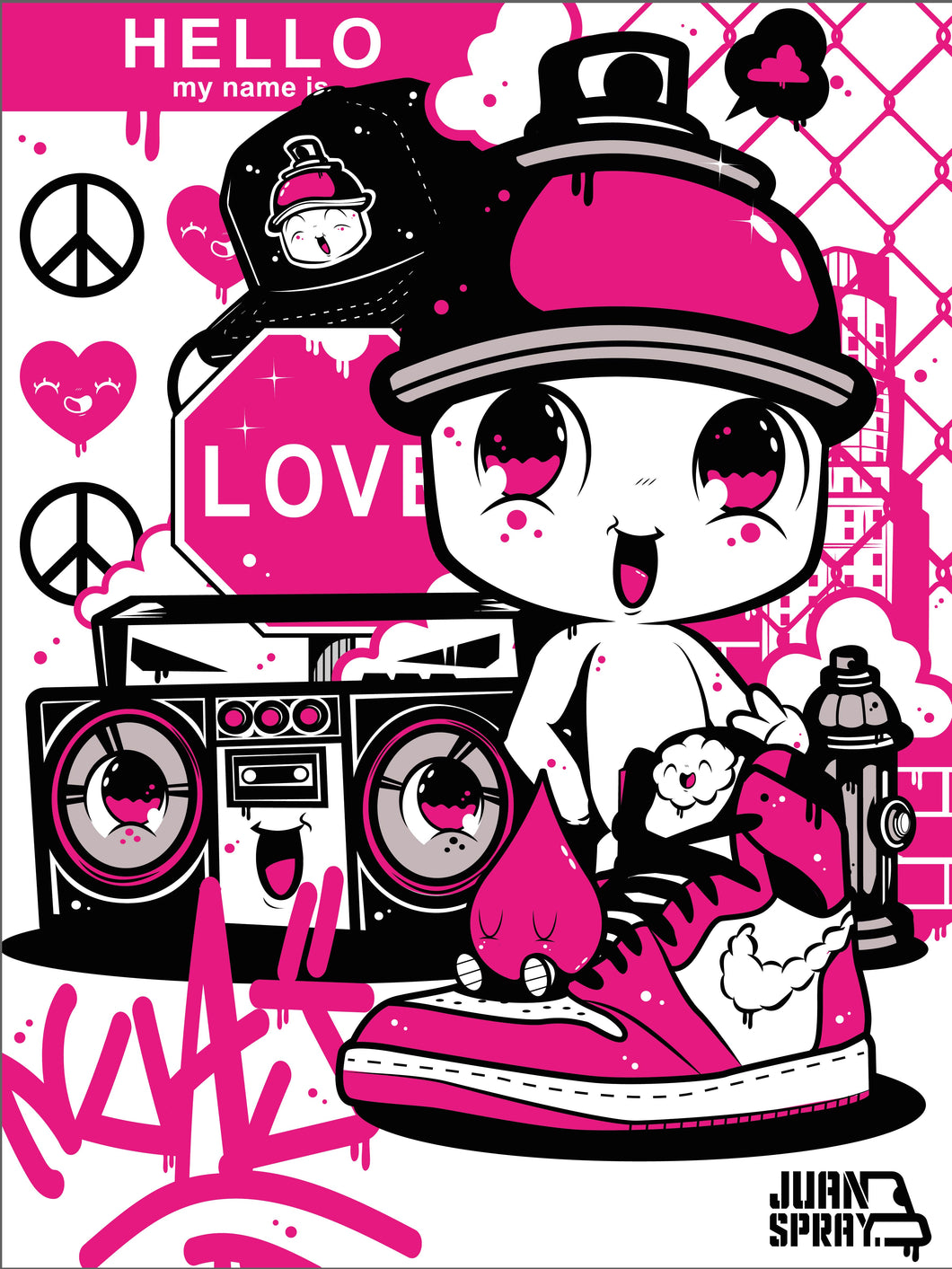 DIGIGRAPHIE - HIP HOP SPRAYITO (PINK VERSION) - 30 x 40 cm